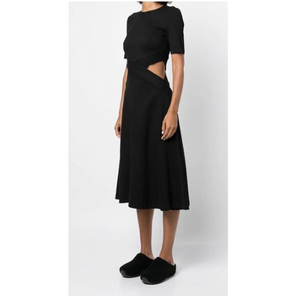 Rosetta Getty Cutout Stretch Jersey Midi Dress In Black - Picture 7 of 16